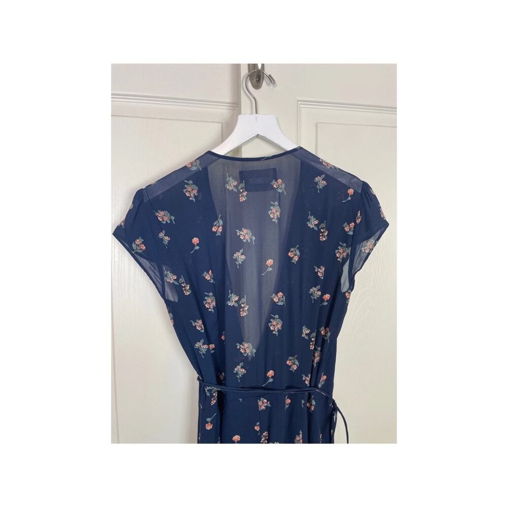 Reformation Oyster Navy Floral Wrap Mini Dress Sz M - Picture 7 of 9